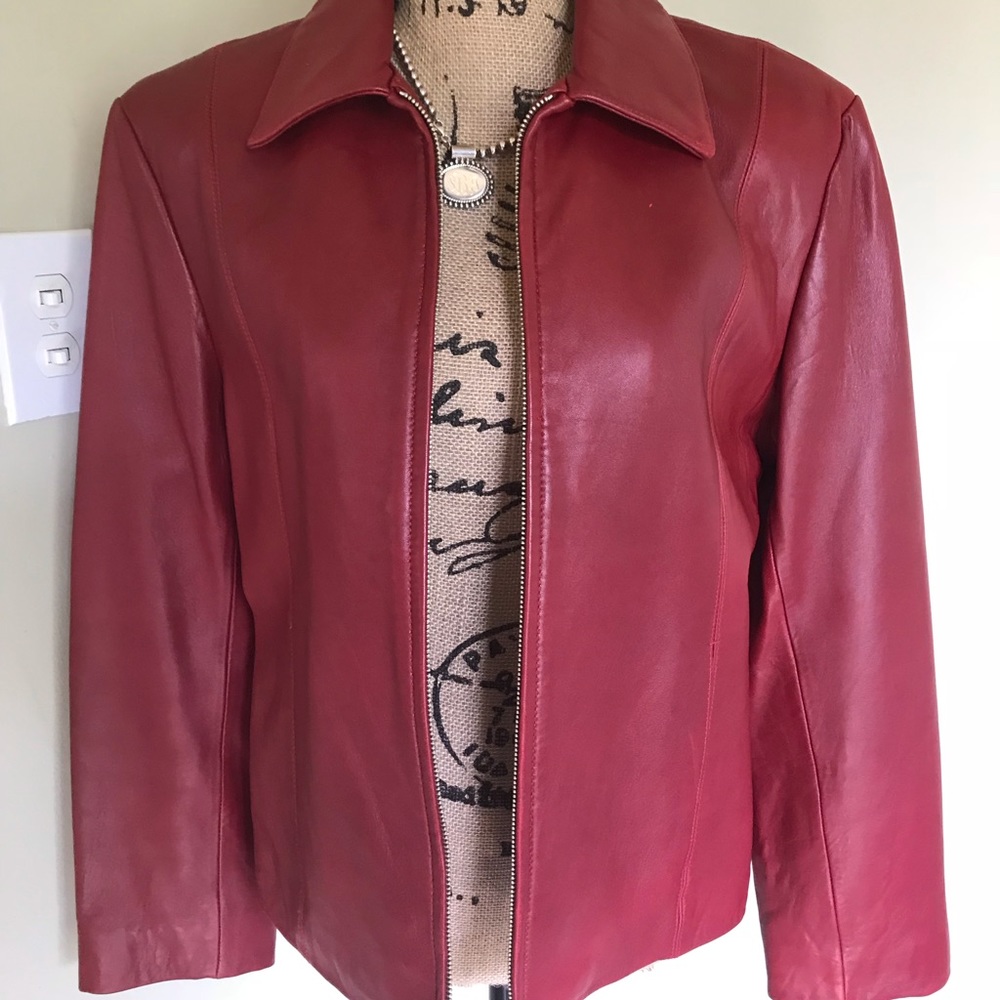 Red leather jacket